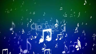 Broadcast Rising Music Notes, Blue Green, Events, Loopable, HD