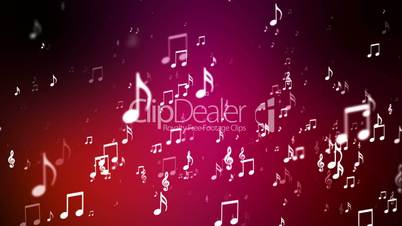 Broadcast Rising Music Notes, Red Magenta, Events, Loopable, HD