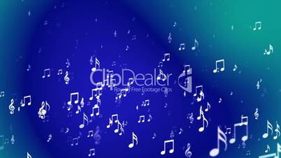 Broadcast Rising Music Notes, Blue Cyan, Events, Loopable, HD