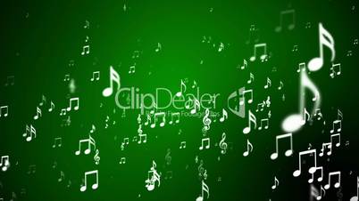 Broadcast Rising Music Notes, Green, Events, Loopable, HD