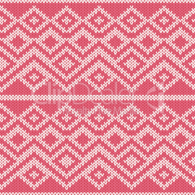 Knitted Seamless Pattern in Gray and Peach Colors