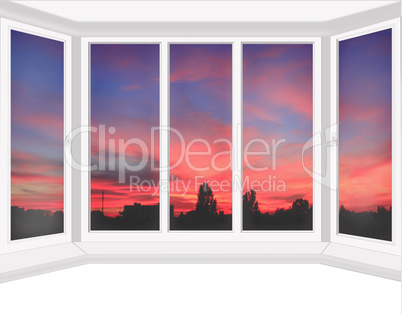 plastic windows overlooking the scarlet sunset