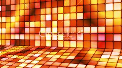 Broadcast Twinkling Hi-Tech Cubes Stage, Golden Orange, Abstract, Loopable, HD