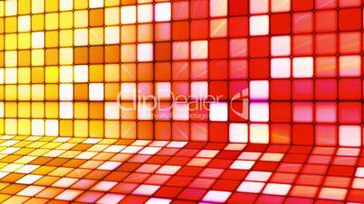 Broadcast Twinkling Hi-Tech Cubes Stage, Red Yellow, Abstract, Loopable, HD