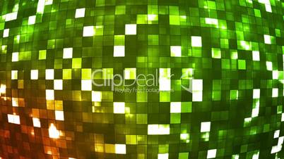 Broadcast Firey Light Hi-Tech Squares Globe, Green Orange, Abstract, Loopable, HD