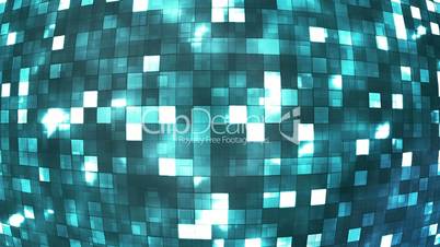 Broadcast Firey Light Hi-Tech Squares Globe, Cyan Blue, Abstract, Loopable, HD