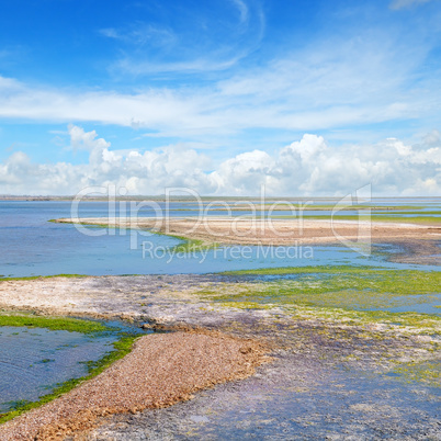 salt lake with healing mud and mineral