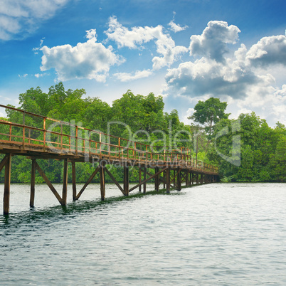 Wooden bridge over the lake