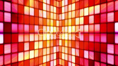Broadcast Twinkling Hi-Tech Cubes Walls, Red Magenta Orange, Abstract, Loopable, HD