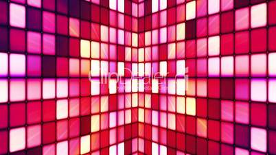 Broadcast Twinkling Hi-Tech Cubes Walls, Red Magenta, Abstract, Loopable, HD