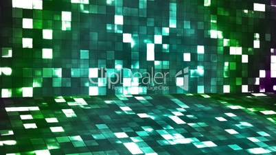 Broadcast Firey Light Hi-Tech Squares Stage, Green Turquoise, Abstract, Loopable, HD
