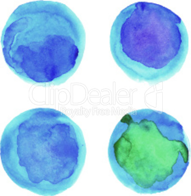 Set of watercolor blue circles