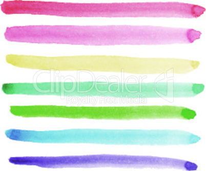 Set of vivid watercolor brush strokes