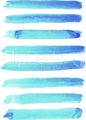 Set of bright blue color brush strokes