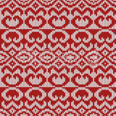Knitted Seamless Pattern in Gray and Red