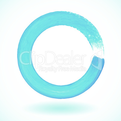 Bright blue paintbrush circle vector frame