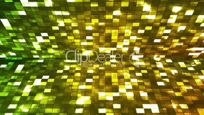 Broadcast Firey Light Hi-Tech Squares Stage, Green Golden, Abstract, Loopable, HD