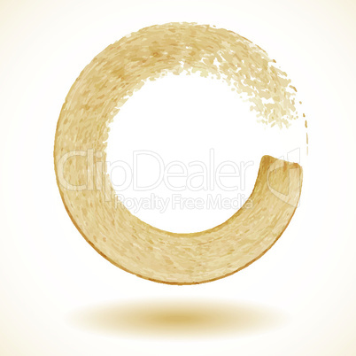 Gold paintbrush circle vector frame