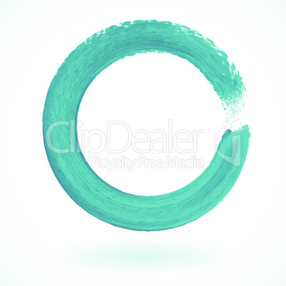 Turquoise paintbrush circle vector frame