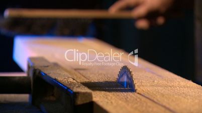 the carpenter prepares the workplace sawmills