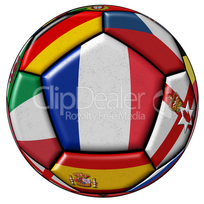 Soccer ball with flag of France in the center