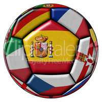 Soccer ball with flag of Spain in the center