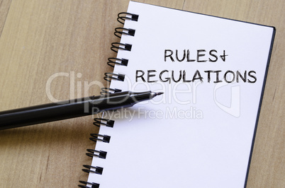 Rules and regulations write on notebook