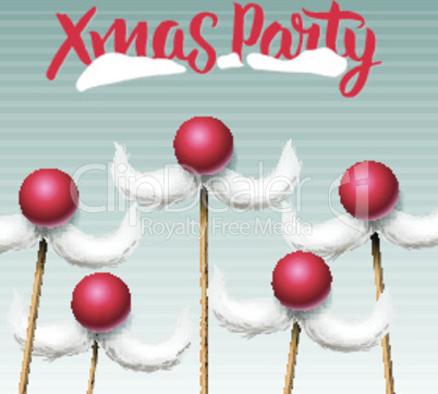 Christmas Party card, Santa's moustache, vector illustartion.