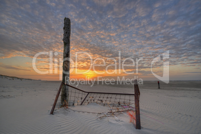 The North Sea Beach of Terschelling at sunset.