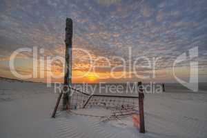 The North Sea Beach of Terschelling at sunset.