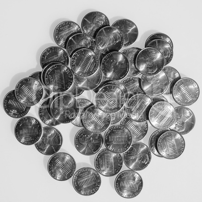 Black and white Dollar coins 1 cent
