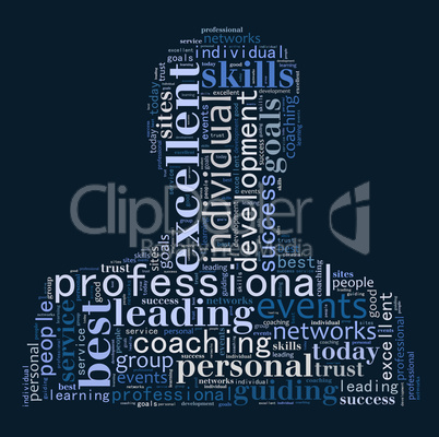 Professional word cloud shaped as a person