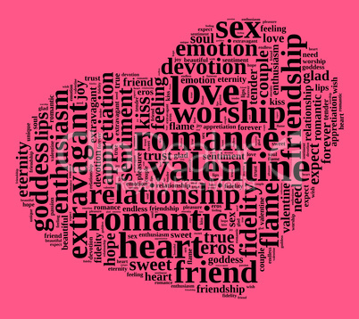 Valentine word cloud shaped as a heart