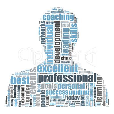 Professional word cloud shaped as a person