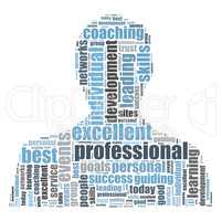 Professional word cloud shaped as a person