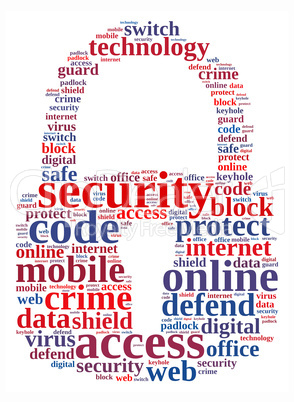 Security padlock word cloud  illustration concept