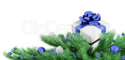 Christmas decoration with gift isolated 3d rendering