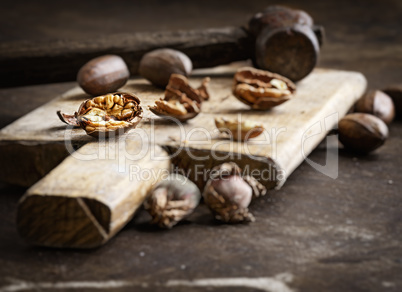 pecans on a wooden table
