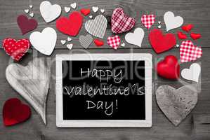 Black And White Chalkbord, Red Hearts, Happy Valentines Day