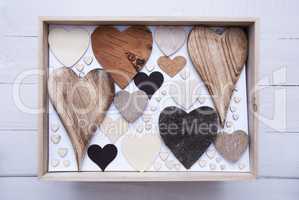 Many Wooden Hearts In A Box