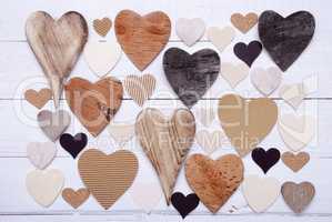 Hearts Texture On White Wooden Background