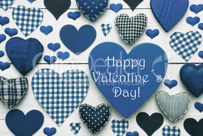 Blue Hearts Texture, Text Happy Valentines Day