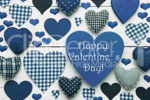 Blue Hearts Texture, Text Happy Valentines Day