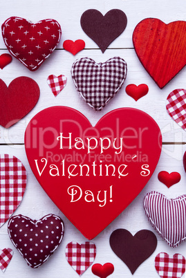 Red Hearts Texture, Text Happy Valentines Day, Vertical Image