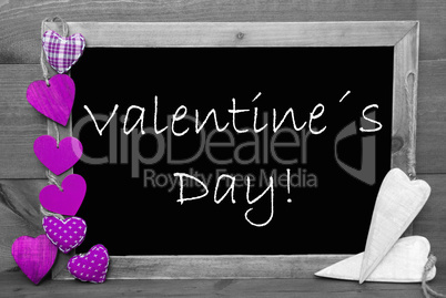 Black And White Blackbord, Purple Hearts, Valentines Day