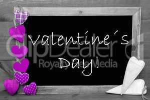 Black And White Blackbord, Purple Hearts, Valentines Day