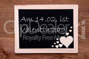 Blackboard With Hearts, Text 14.2 Valentinstag Means Valentines Day