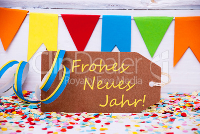 Label With Party Decoration, Text Neues Jahr Means New Year