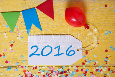 Party Label With Balloon, Text 2016