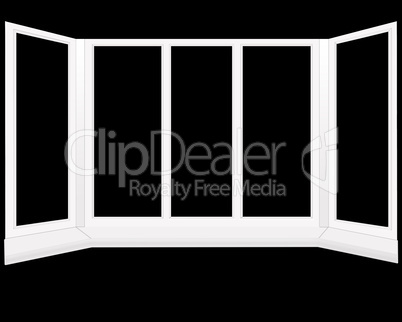 frame of five folds window isolated on the black